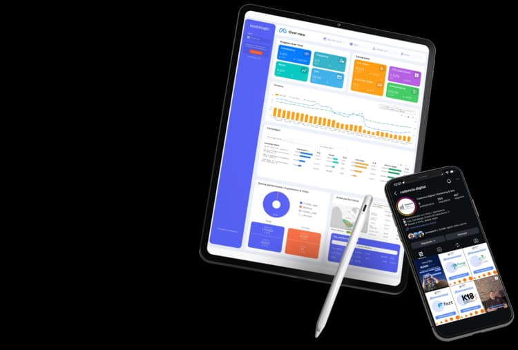 Laptop con gráficos de rendimiento digital